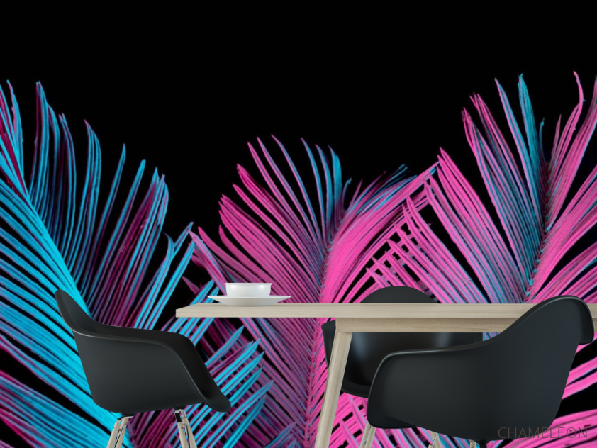 Фотошпалери неонові листя - 1