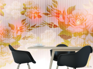 Фотошпалери Помаранчевий принт з квітами - 1