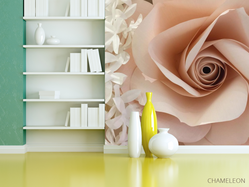 Фотошпалери велика бежева троянда з паперу - 3