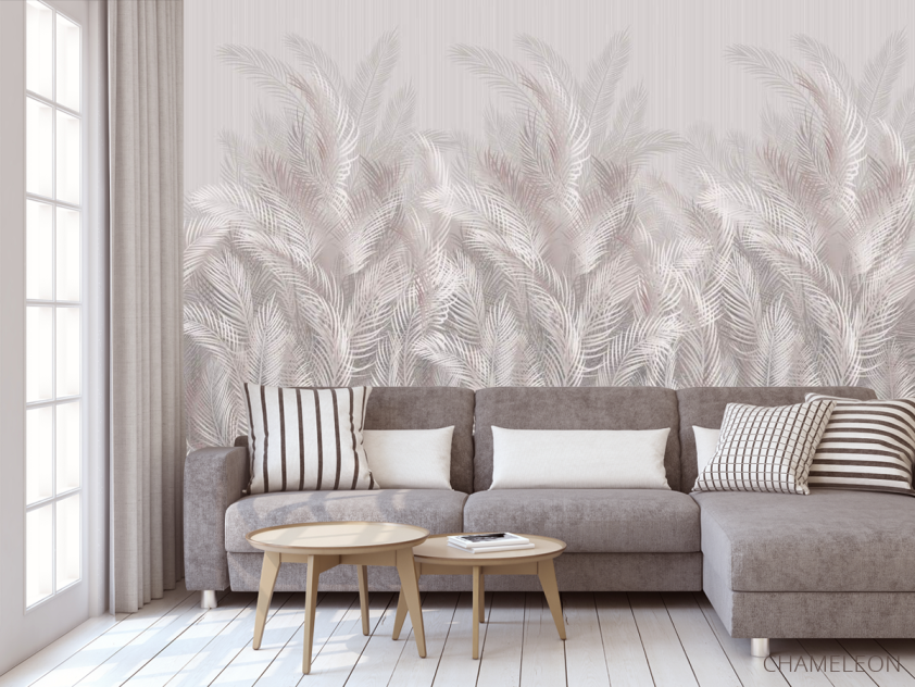 Фотообои Бежевые листья тропические - 3