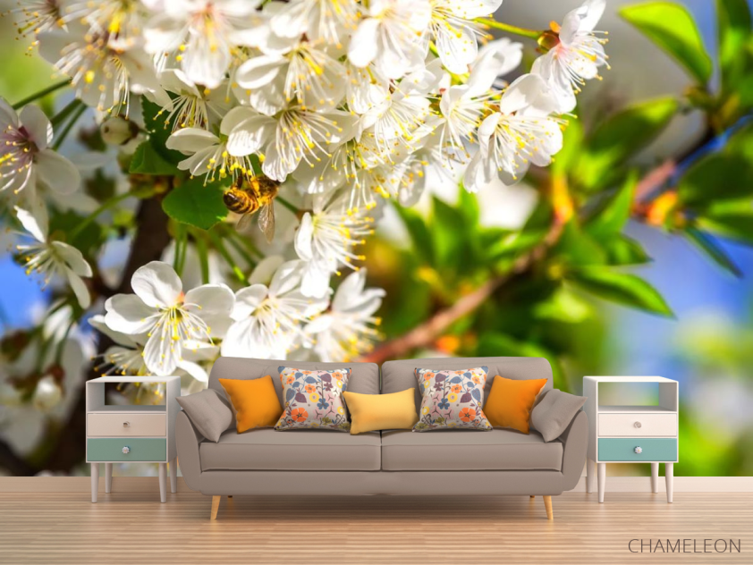 Фотообои пчела на цветочках - 1