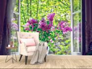 Фотообои сирень в вазе на окне - 4