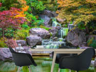 Фотошпалери водоспад в японському саду - 1