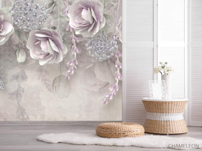 Фотошпалери Фіолетові квіти 3д - 2