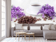 Фотообои в кухню Кофе, цветы - 3