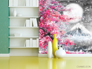 Фотошпалери картина біла луна над рожевим деревом - 3