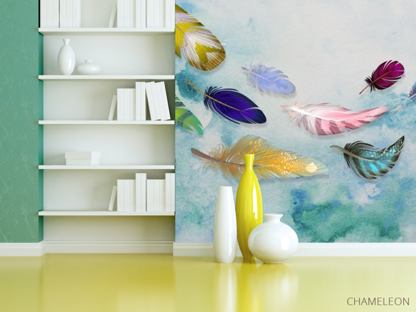 Фотошпалери Різнокольорові повітряні пір'я - 3