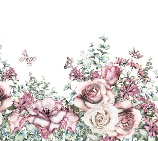 Фотообои розовые акварельные розы на белом фоне Фотообои розовые акварельные розы на белом фоне 21319