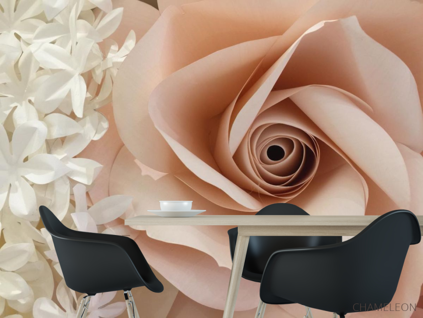 Фотошпалери велика бежева троянда з паперу - 1