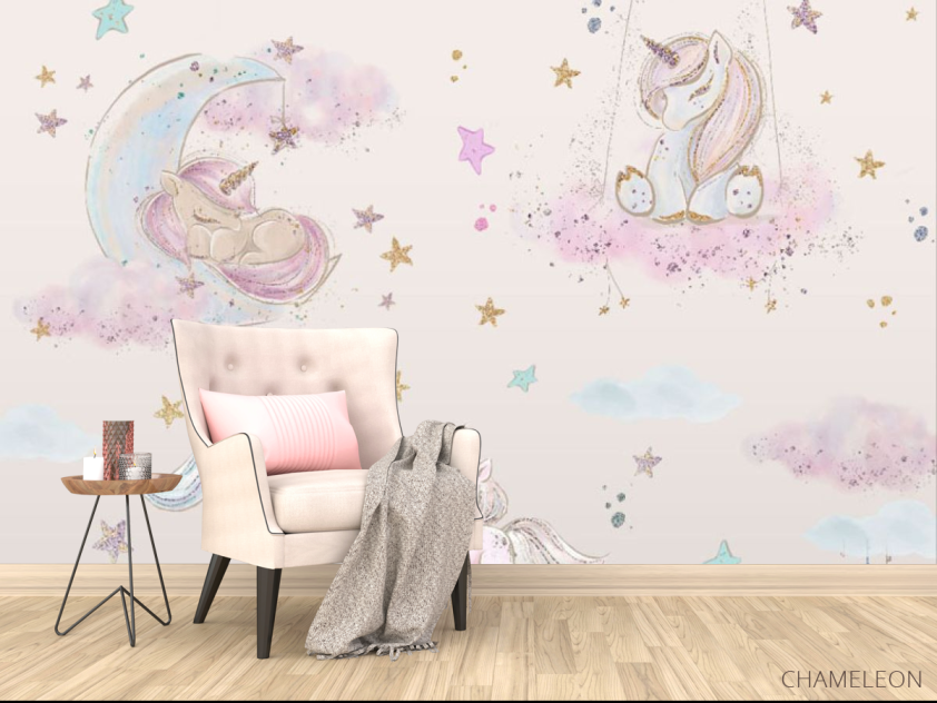 Фотообои Единорожки розовые для девочки - 4