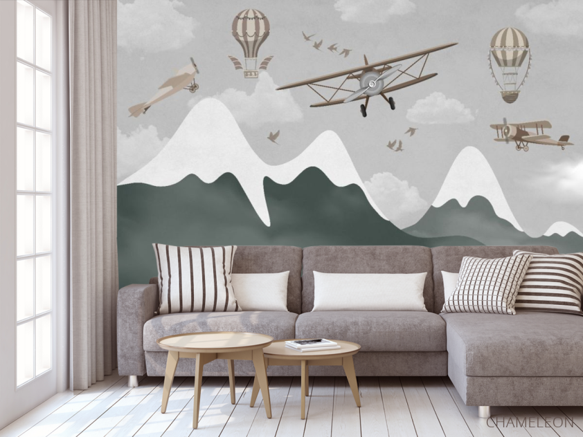 Фотообои детские горы и самолеты - 3