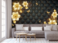 Фотообои 3д золотые цветы топлер - 3