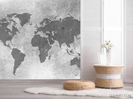 Фотошпалери сіра карта світу - 2