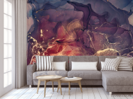 Фотообои Золотой Fluid art с фиолетовым - 3