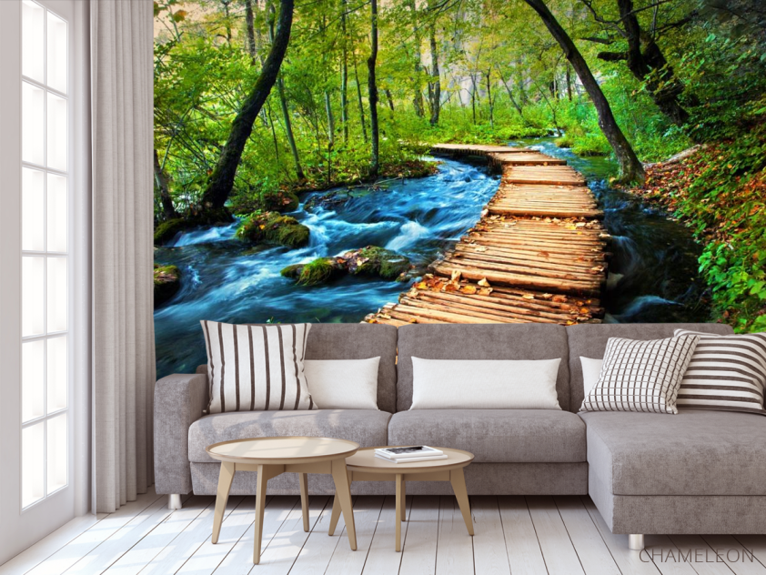 Фотообои деревянный мостик в лесу - 3