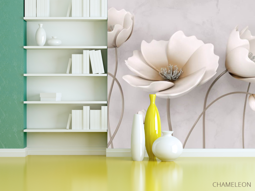 Фотошпалери Керамічні квіти на бежевому тлі - 3