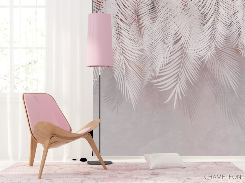 Фотошпалери рожеві листя пальми - 4