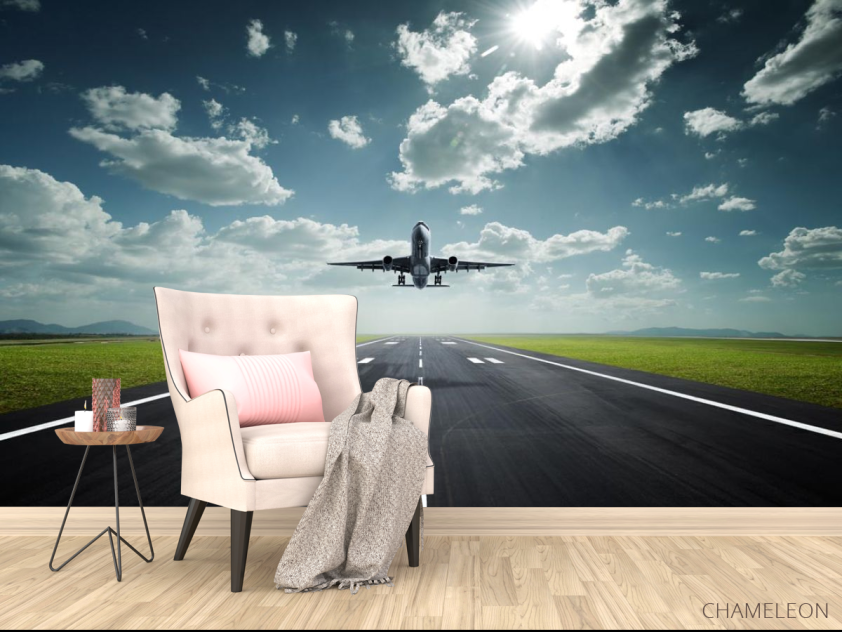 Фотообои самолет над взлетной полосой - 4