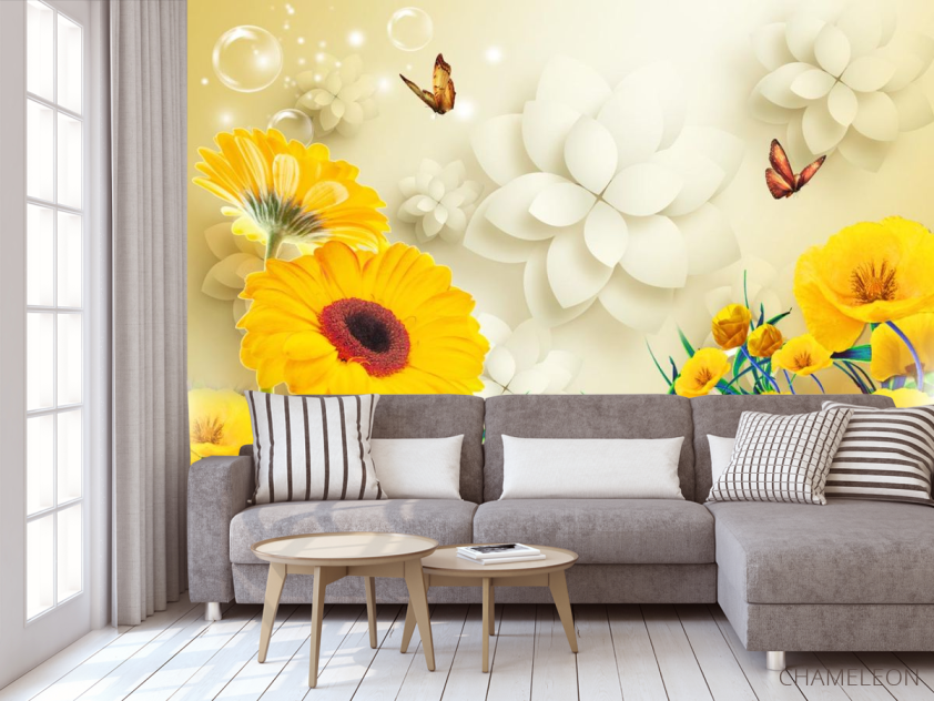 Фотообои Желтые герберы 3д - 3