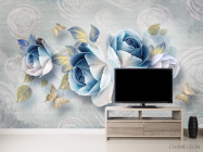 Фотообои Синие цветы 3д - 2