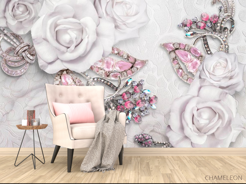 Фотообои Розы и брошки 3d - 4