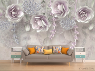 Фотообои Фиолетовые 3д цветы - 1