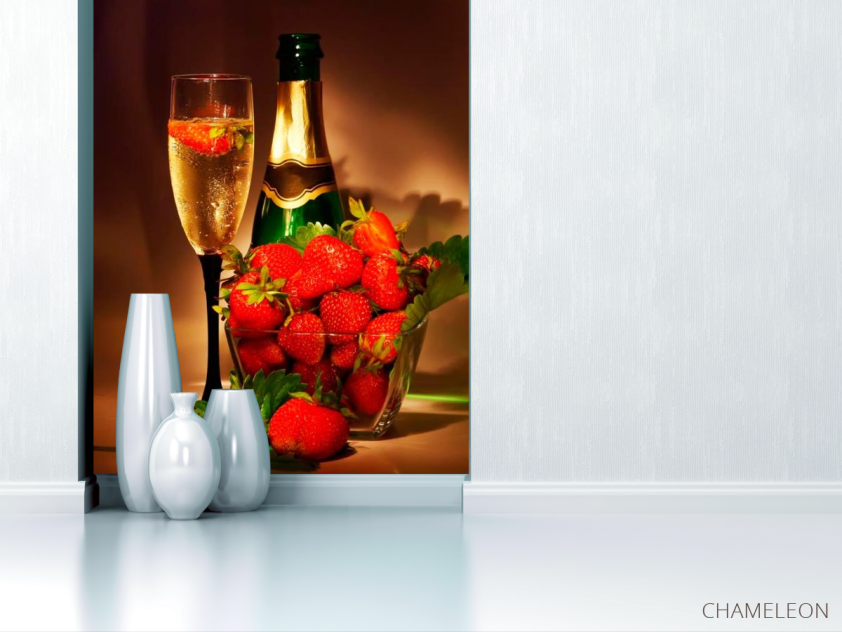 Фотообои Клубника, шампанское - 1
