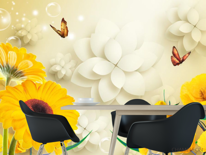 Фотошпалери Жовті гербери 3д - 1