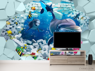 Фотообои 3д дельфины - 2