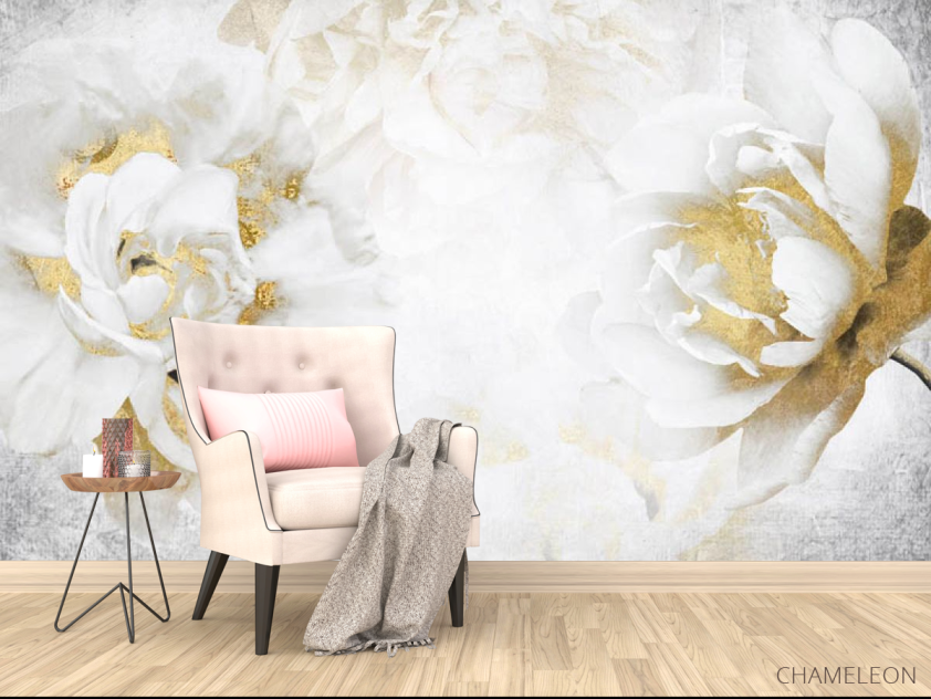 Фотообои Белые цветы с золотом - 4