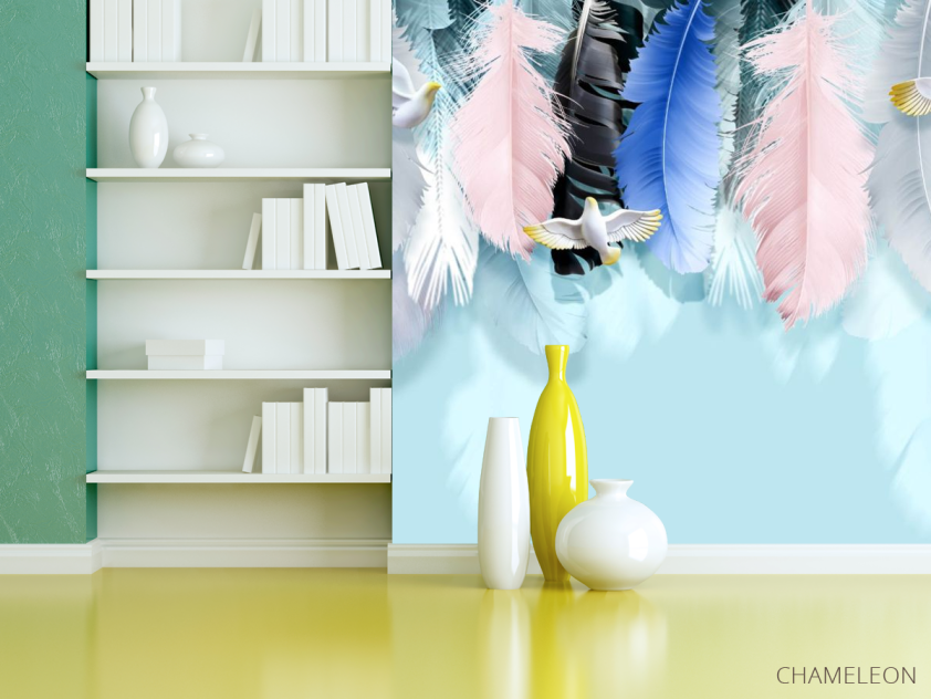 Фотошпалери різнокольорові пір'я - 3