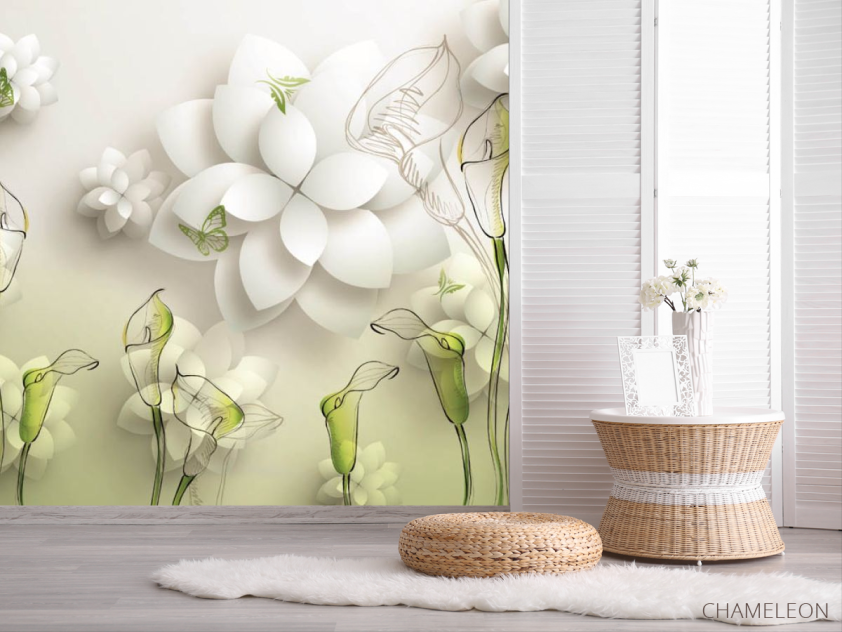 Фотошпалери 3Д квіти кали - 2