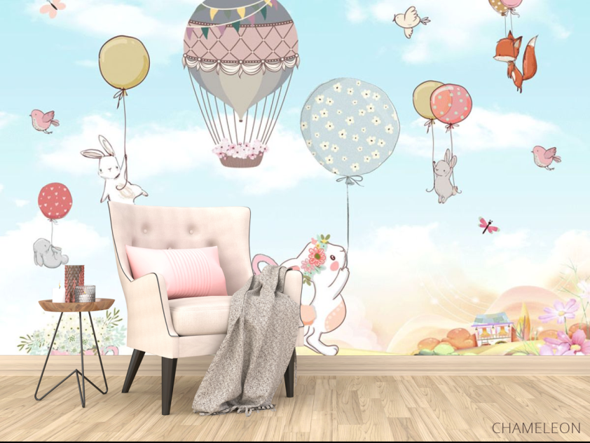 Фотообои Зайки на воздушных шарах - 4