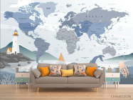 Фотообои Карта на английском в морском стиле на английском - 1