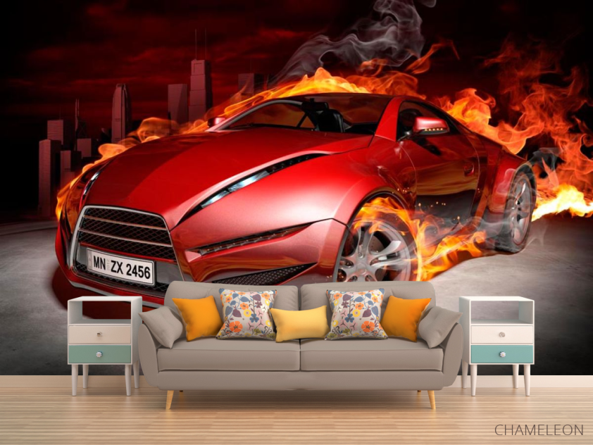 Фотообои Огненный автомобиль - 1