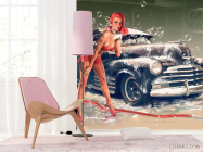 Фотошпалери дівчина і ретро машина - 4