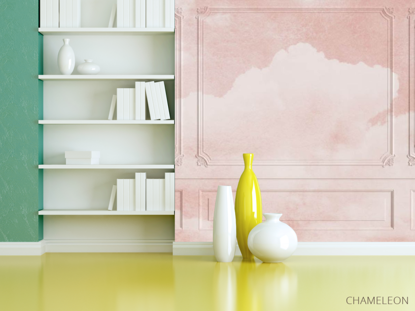 Фотошпалери 3Д стіна з рожевим небом - 3