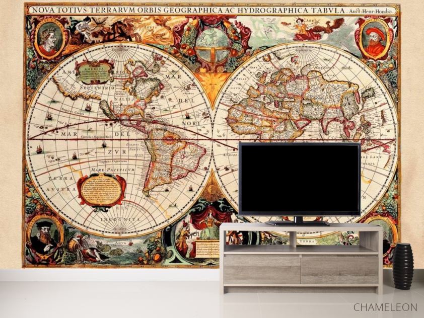 Фотообои Историческая карта полушарий - 2