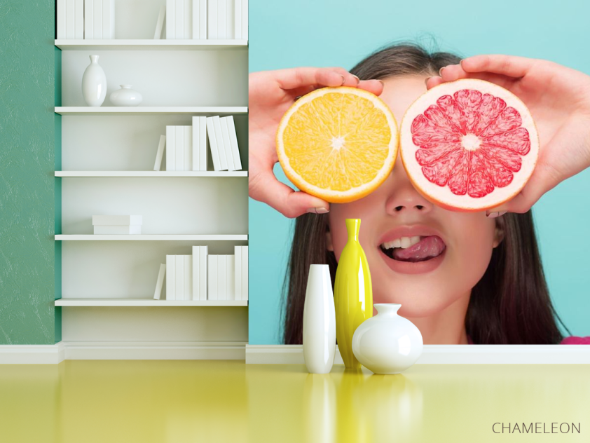 Фотошпалери дівчина і цитрус - 3