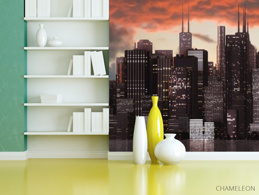 Фотошпалери захід сонця над мегаполісом - 3