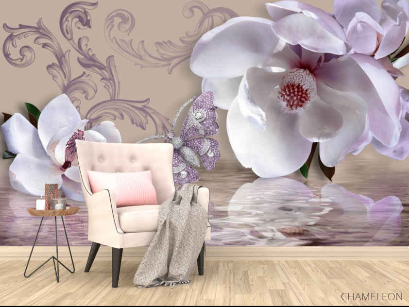 Фотообои 3д магнолии и брошь - 4