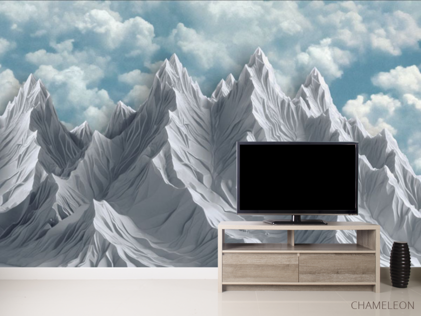 Фотообои 3д горы голубые с небом - 2