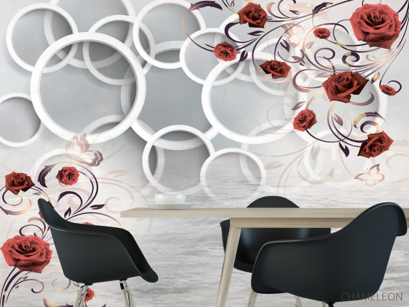 Фотошпалери Троянди і кола 3d - 1