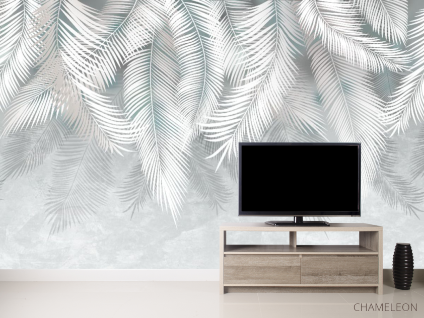 Фотообои серые листья на стену - 2