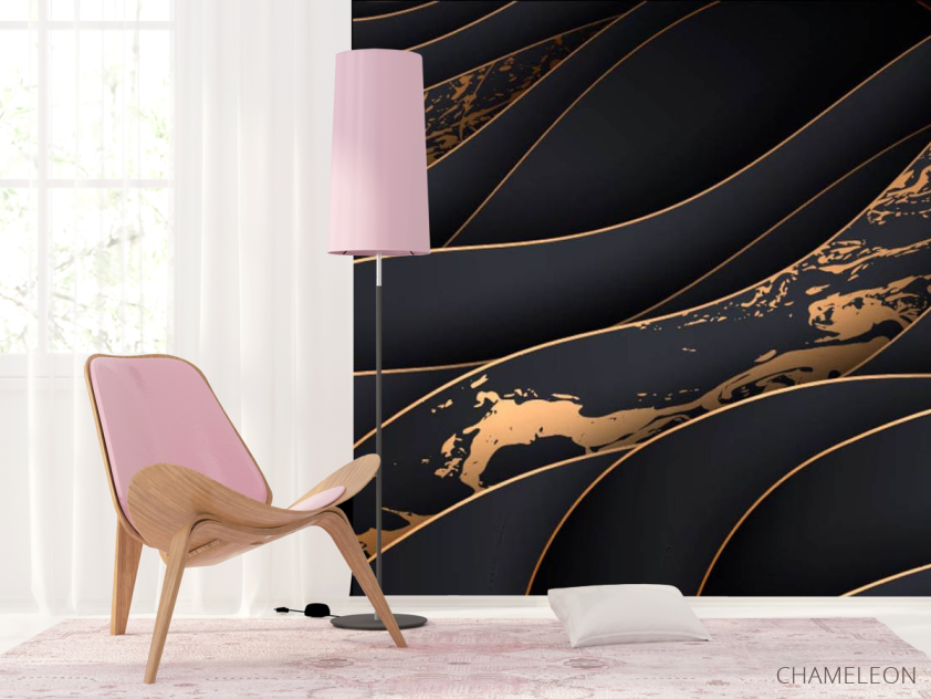 Фотошпалери золоті абстрактні хвилі - 4