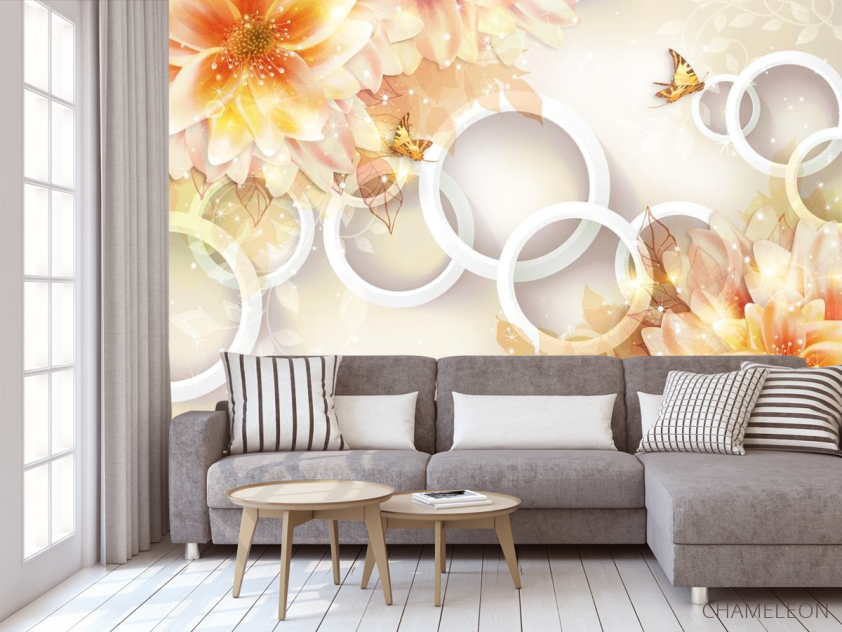 Фотообои Жёлтые хризантемы 3d - 3