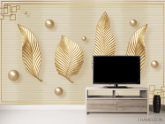 Фотообои Золотые 3д листья - 2