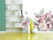 Фотошпалери рожеві акварельні троянди на білому тлі - 3