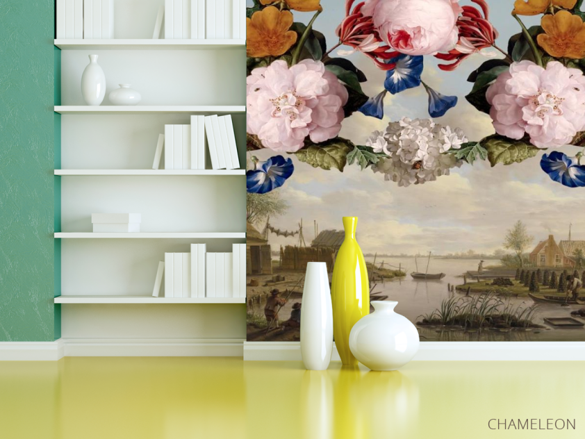 Фотошпалери Вінтажний принт з квітами - 3