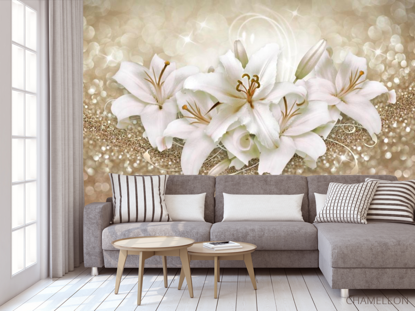 Фотообои Золотые лилии 3d - 3